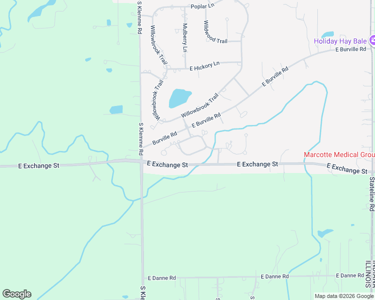 map of restaurants, bars, coffee shops, grocery stores, and more near 2945 East Bending Creek Trail in Crete