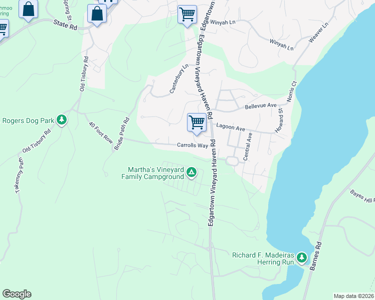 map of restaurants, bars, coffee shops, grocery stores, and more near 475 Edgartown Road in Tisbury
