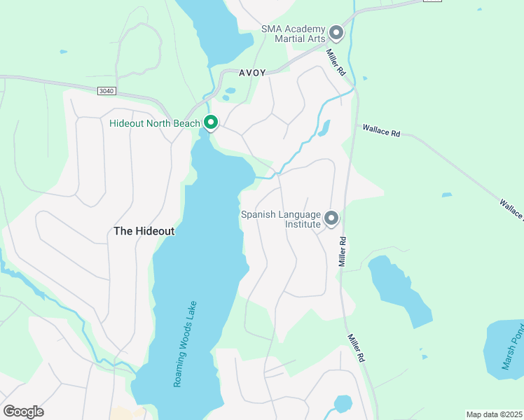 map of restaurants, bars, coffee shops, grocery stores, and more near 2144 Roamingwood Road in Lake Ariel