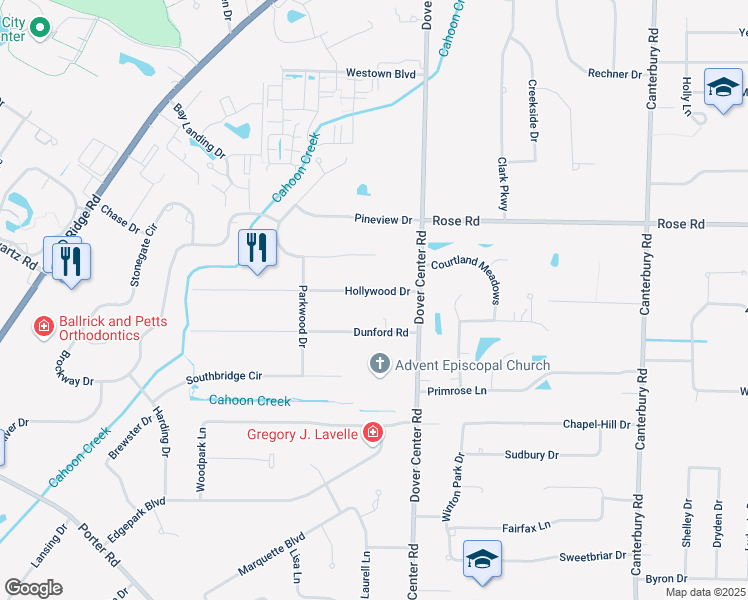map of restaurants, bars, coffee shops, grocery stores, and more near 27276 Hollywood Drive in Westlake