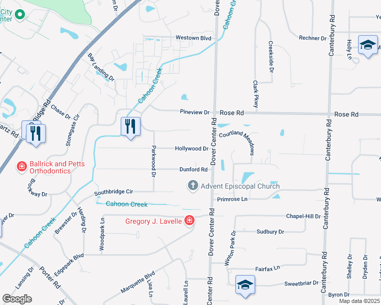 map of restaurants, bars, coffee shops, grocery stores, and more near 27276 Hollywood Drive in Westlake