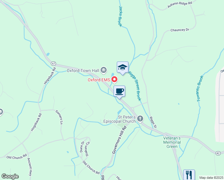 map of restaurants, bars, coffee shops, grocery stores, and more near 462 Oxford Road in Oxford
