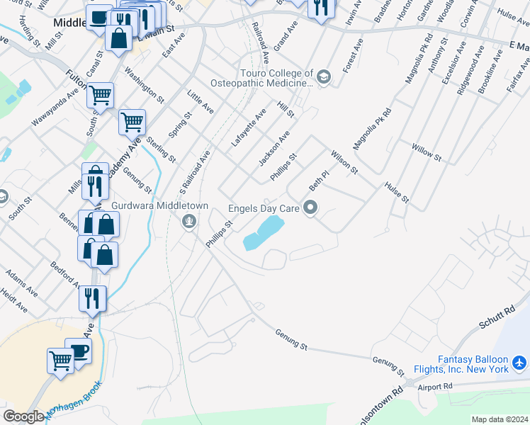map of restaurants, bars, coffee shops, grocery stores, and more near 37 Brick Pond Road in Middletown