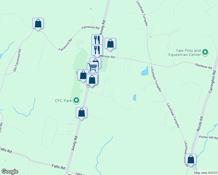 map of restaurants, bars, coffee shops, grocery stores, and more near 55 Sargent Drive in Bethany