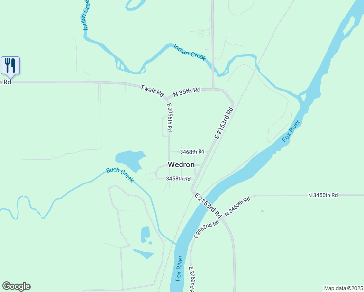 map of restaurants, bars, coffee shops, grocery stores, and more near 3470 East 2062nd Road in Ottawa