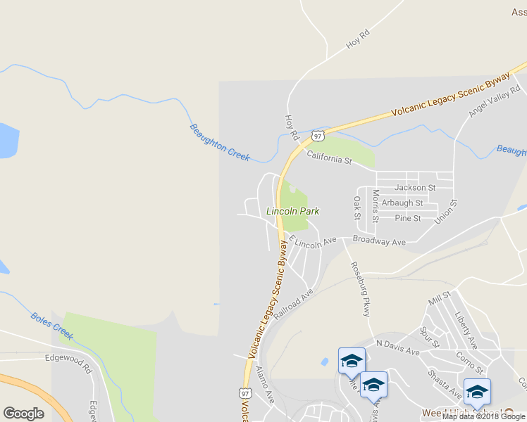 map of restaurants, bars, coffee shops, grocery stores, and more near 1433 Alameda Avenue in Weed