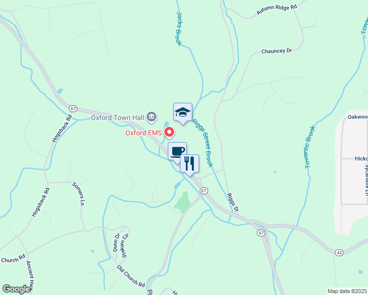 map of restaurants, bars, coffee shops, grocery stores, and more near 462 Oxford Road in Oxford