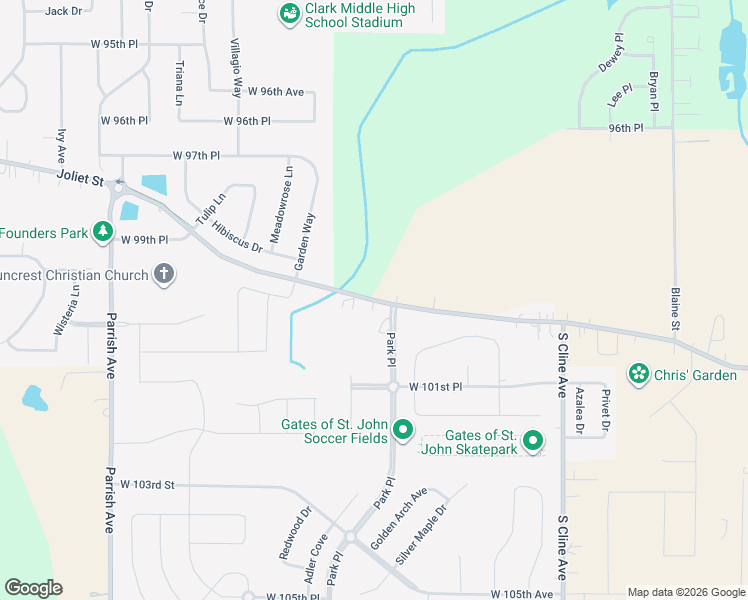 map of restaurants, bars, coffee shops, grocery stores, and more near 8100 Saint John-Dyer Road in Saint John