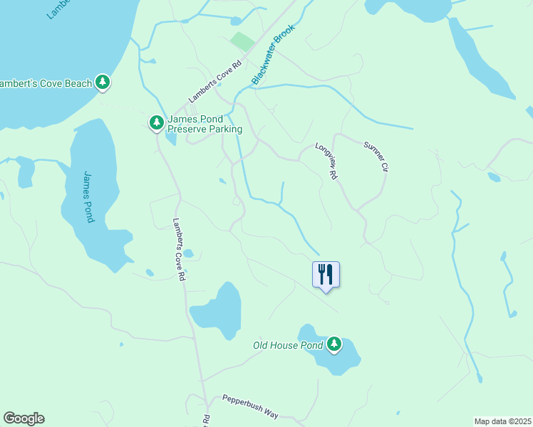 map of restaurants, bars, coffee shops, grocery stores, and more near 29 Black Brook Crossing Road in West Tisbury