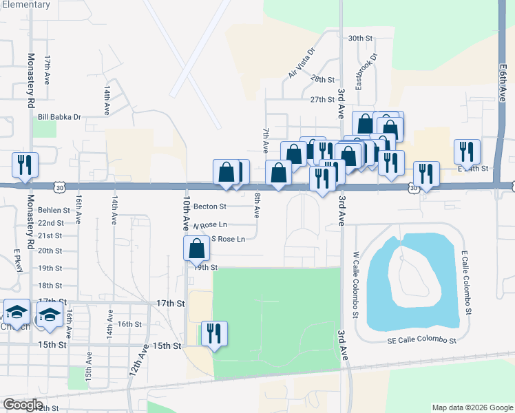 map of restaurants, bars, coffee shops, grocery stores, and more near 2199 8th Avenue in Columbus