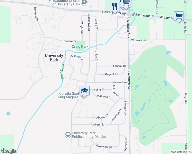 map of restaurants, bars, coffee shops, grocery stores, and more near 917 Union Drive in University Park