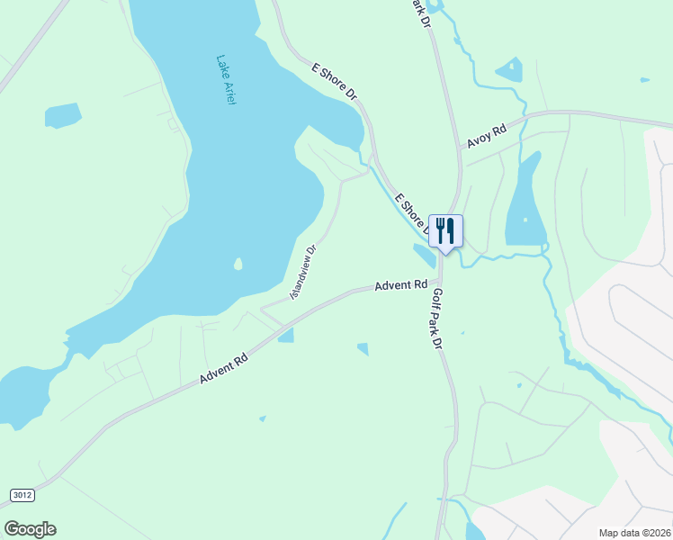 map of restaurants, bars, coffee shops, grocery stores, and more near 161 Island View Drive in Lake Ariel