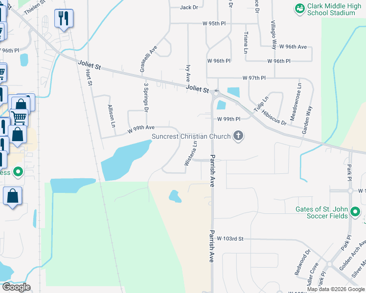 map of restaurants, bars, coffee shops, grocery stores, and more near 9965 Springlake Road in Saint John