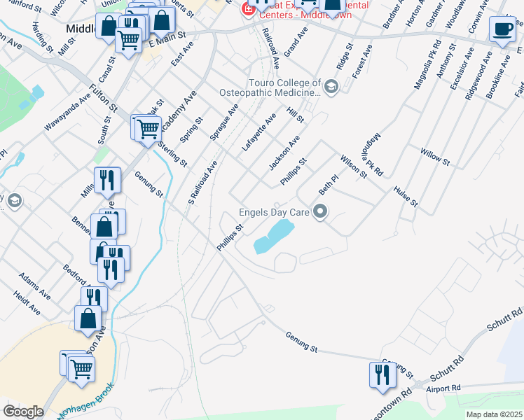 map of restaurants, bars, coffee shops, grocery stores, and more near 37 Brick Pond Road in Middletown