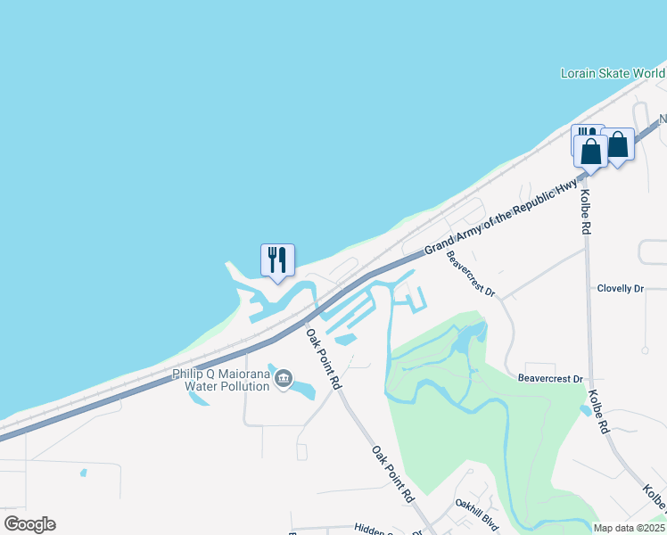 map of restaurants, bars, coffee shops, grocery stores, and more near 5968 West Erie Avenue in Lorain