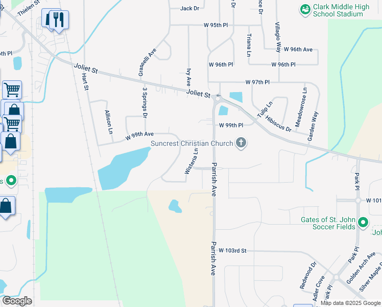 map of restaurants, bars, coffee shops, grocery stores, and more near 9965 Spring Lake Rd in St John