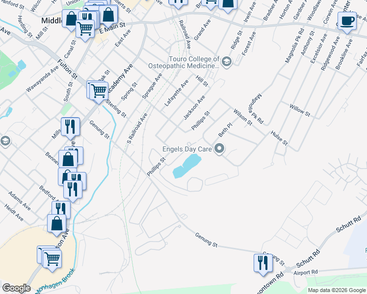 map of restaurants, bars, coffee shops, grocery stores, and more near 37 Brick Pond Road in Middletown