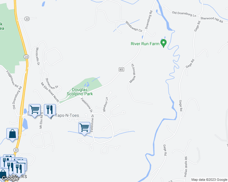 map of restaurants, bars, coffee shops, grocery stores, and more near 1004 Farmdale Road in Brewster