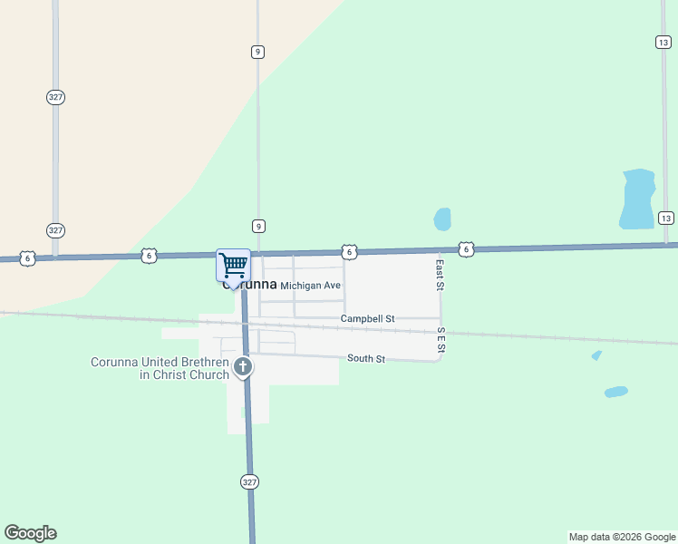 map of restaurants, bars, coffee shops, grocery stores, and more near 205 Maple Street in Corunna