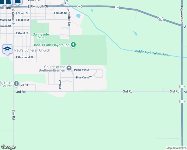 map of restaurants, bars, coffee shops, grocery stores, and more near 323 Pine Crest Dr in Bremen