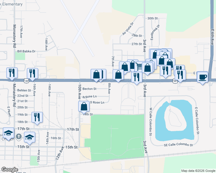 map of restaurants, bars, coffee shops, grocery stores, and more near 2199 8th Avenue in Columbus