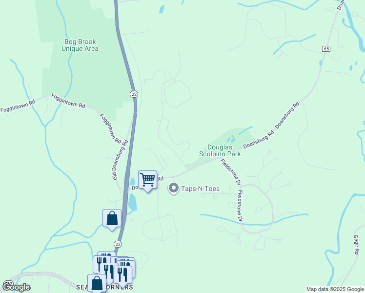 map of restaurants, bars, coffee shops, grocery stores, and more near 2109 Stonecrest Drive in Brewster