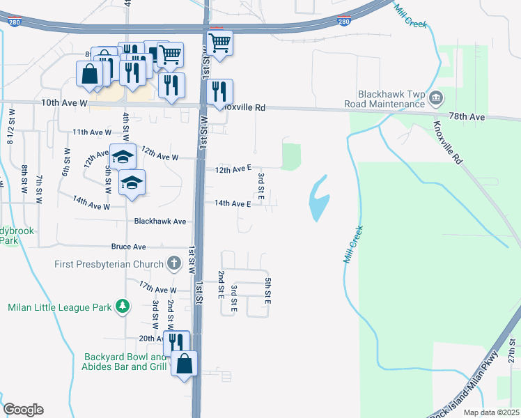 map of restaurants, bars, coffee shops, grocery stores, and more near 234 14th Avenue East in Milan