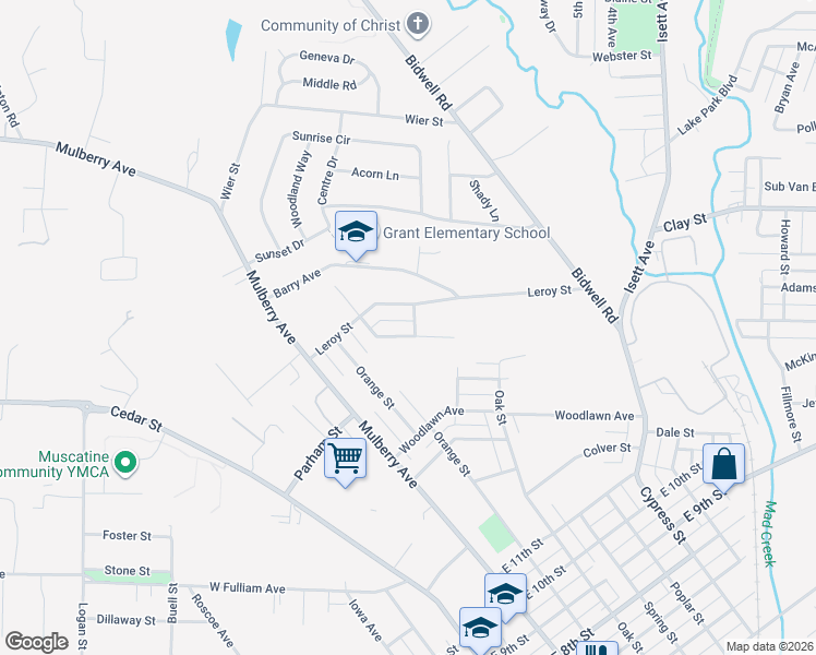 map of restaurants, bars, coffee shops, grocery stores, and more near 804 Marquette St in Muscatine