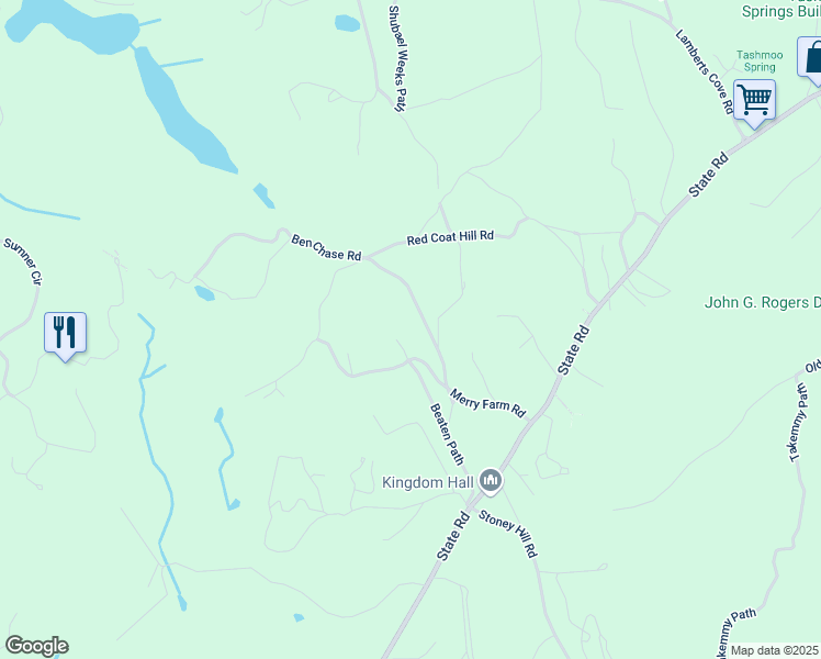 map of restaurants, bars, coffee shops, grocery stores, and more near 75 Merry Farm Road in West Tisbury