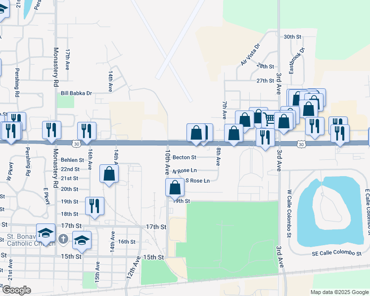 map of restaurants, bars, coffee shops, grocery stores, and more near 941 Becton Street in Columbus