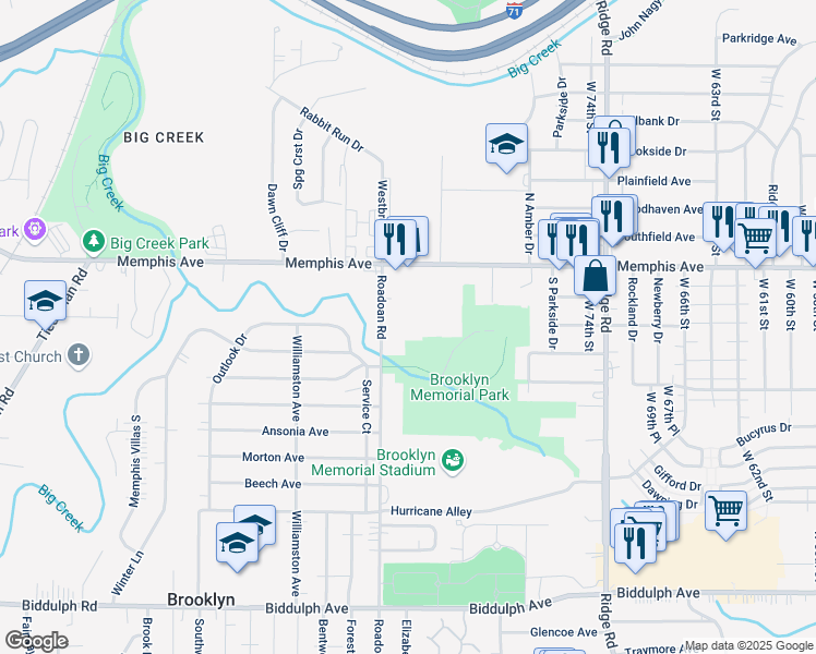 map of restaurants, bars, coffee shops, grocery stores, and more near 4357 Roadoan Road in Brooklyn