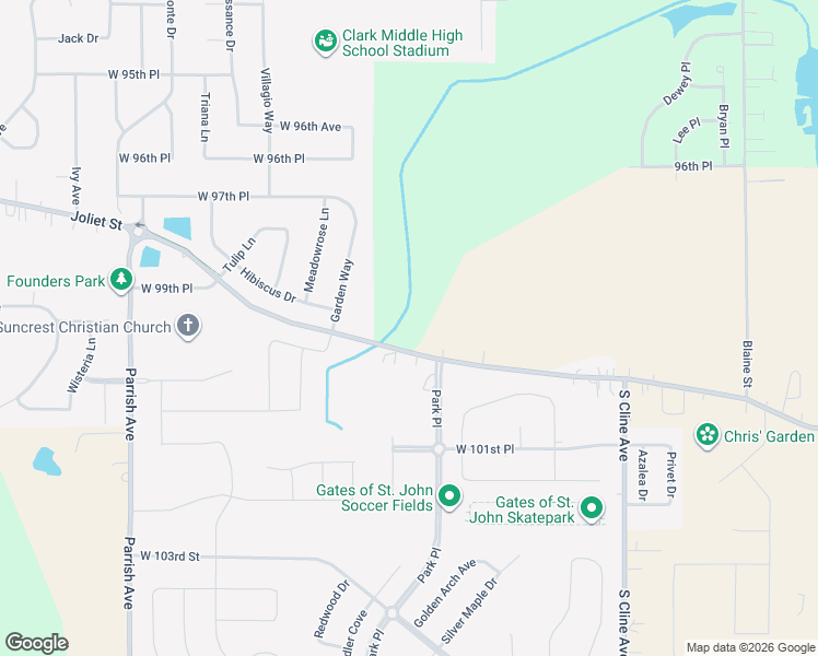 map of restaurants, bars, coffee shops, grocery stores, and more near 8100-8250 St John-Dyer Rd in St John