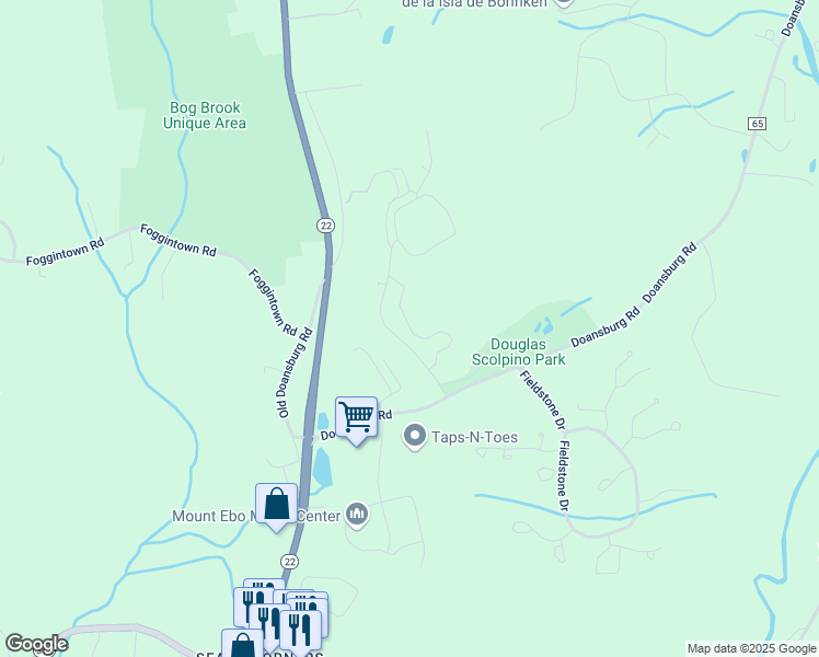 map of restaurants, bars, coffee shops, grocery stores, and more near Stonecrest Drive in Brewster