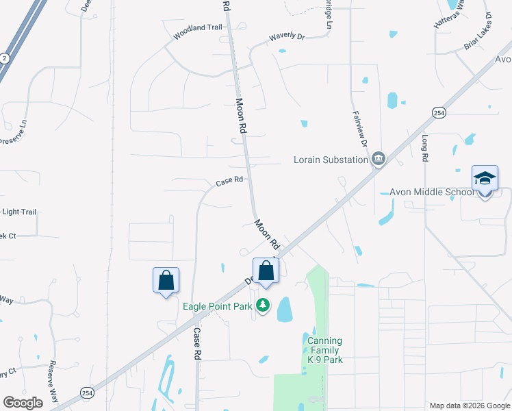 map of restaurants, bars, coffee shops, grocery stores, and more near 3380 Moon Road in Avon