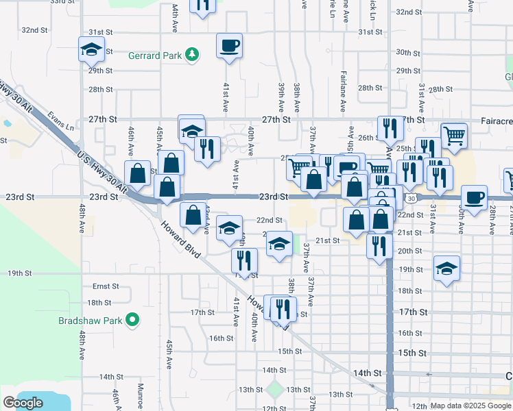 map of restaurants, bars, coffee shops, grocery stores, and more near 3918 U.S. 81 in Columbus