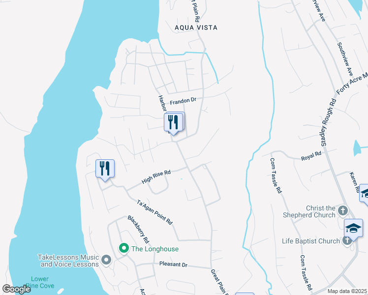 map of restaurants, bars, coffee shops, grocery stores, and more near 157 Great Plain Road in Danbury