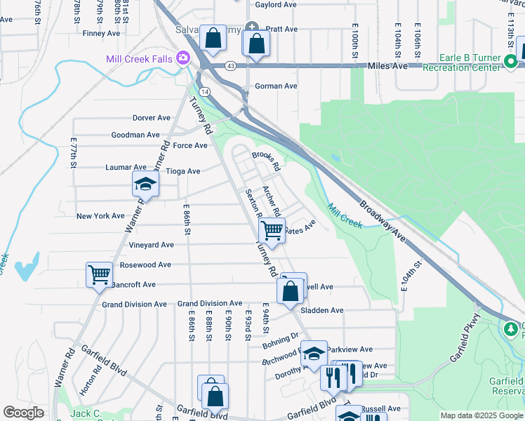 map of restaurants, bars, coffee shops, grocery stores, and more near 4419 Sexton Road in Cleveland