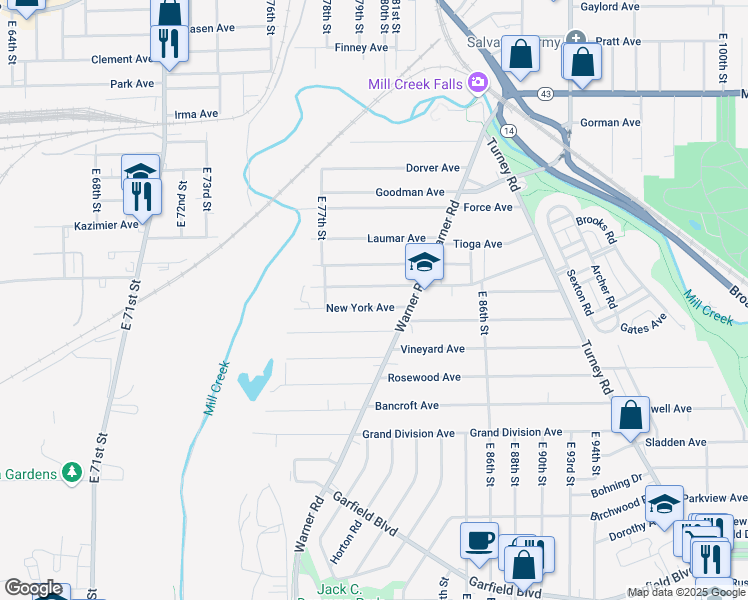 map of restaurants, bars, coffee shops, grocery stores, and more near 7909 Connecticut Avenue in Cleveland