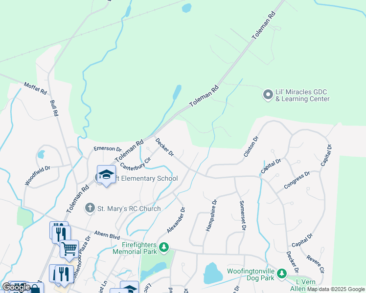 map of restaurants, bars, coffee shops, grocery stores, and more near 5 Yarmouth Court in Washingtonville