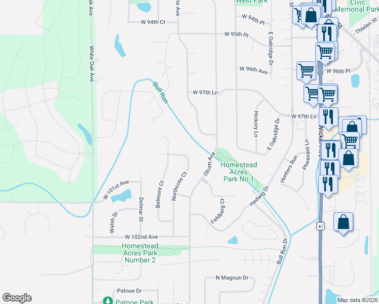 map of restaurants, bars, coffee shops, grocery stores, and more near 12130 Northcote Ct in St John