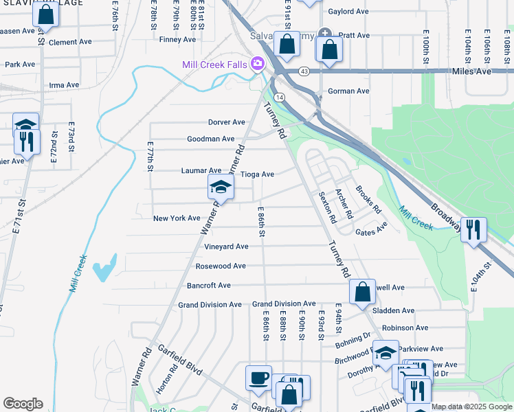 map of restaurants, bars, coffee shops, grocery stores, and more near 8508 Connecticut Avenue in Cleveland