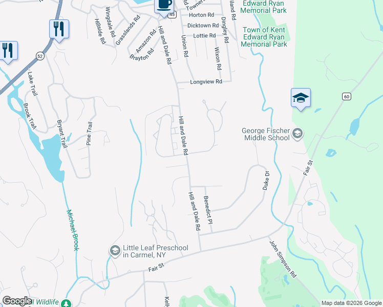 map of restaurants, bars, coffee shops, grocery stores, and more near 129 Fairway Drive in Carmel