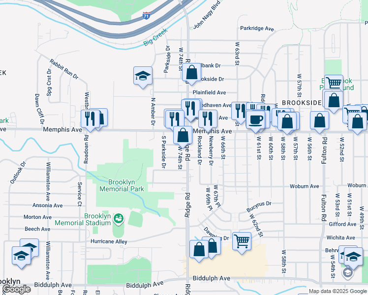 map of restaurants, bars, coffee shops, grocery stores, and more near 4325 Ridge Road in Brooklyn