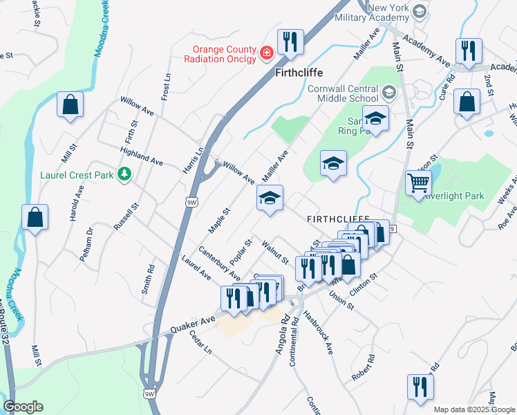 map of restaurants, bars, coffee shops, grocery stores, and more near 8 Rose Hill Park in Cornwall