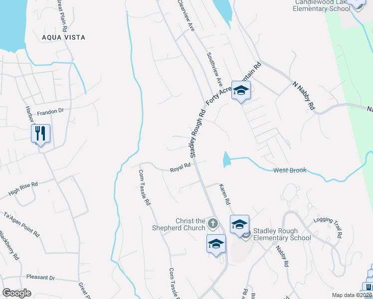 map of restaurants, bars, coffee shops, grocery stores, and more near 88 Stadley Rough Road in Danbury