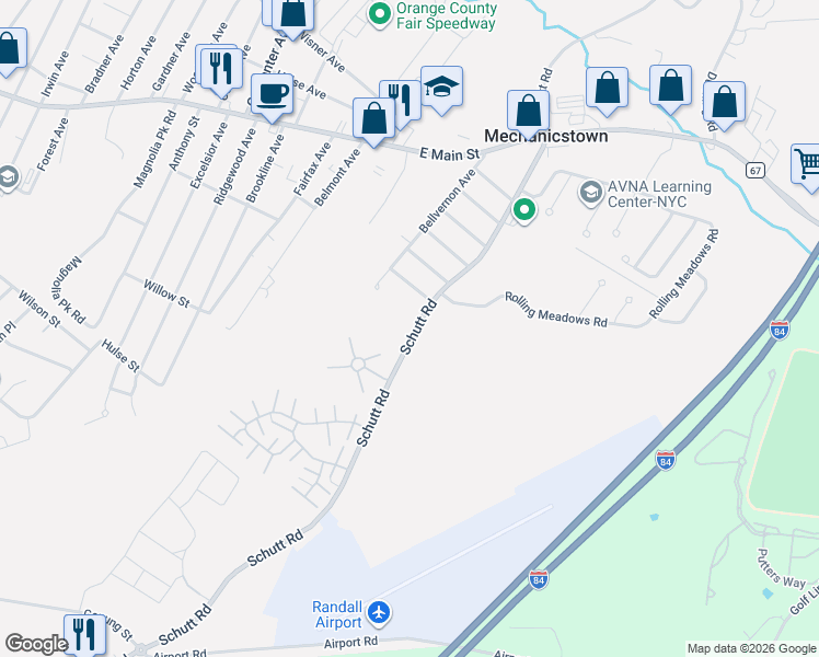 map of restaurants, bars, coffee shops, grocery stores, and more near 197 Schutt Road in Middletown