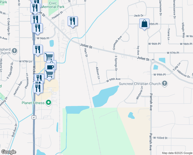 map of restaurants, bars, coffee shops, grocery stores, and more near 9867 Allison Ln in St John