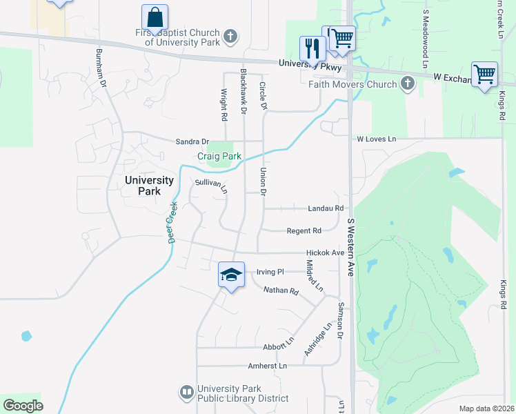 map of restaurants, bars, coffee shops, grocery stores, and more near 904 Union Drive in University Park