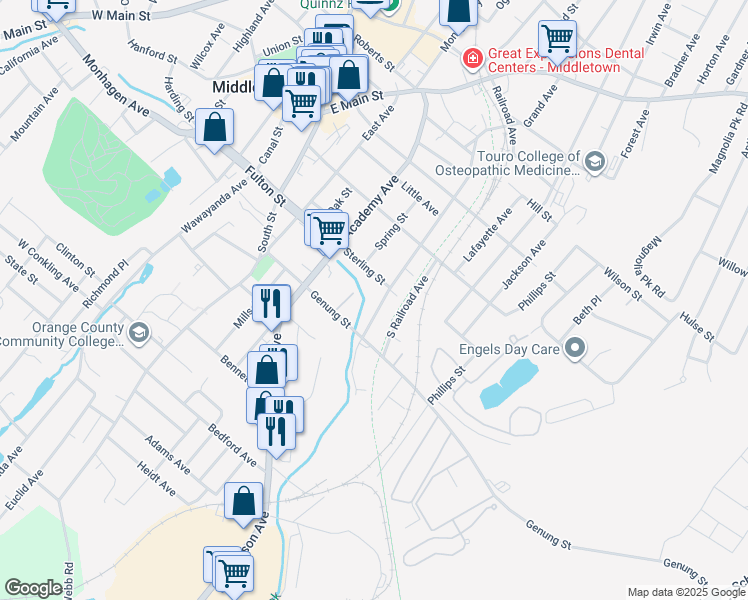 map of restaurants, bars, coffee shops, grocery stores, and more near 110 Sprague Avenue in Middletown