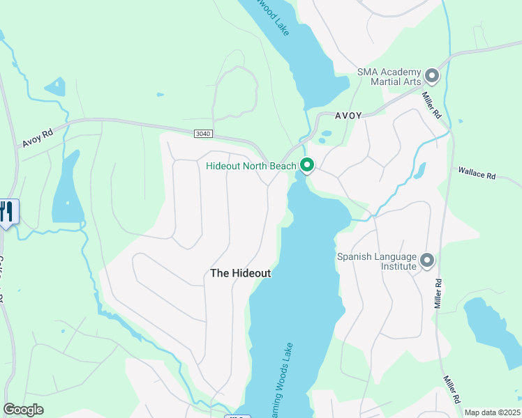 map of restaurants, bars, coffee shops, grocery stores, and more near 1528 Lakeview Drive West in Lake Ariel